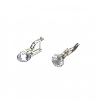 E000918 Sterling Silver Earrings With 9mm Cubic Zirconia Solid Hallmarked 925 Handmade